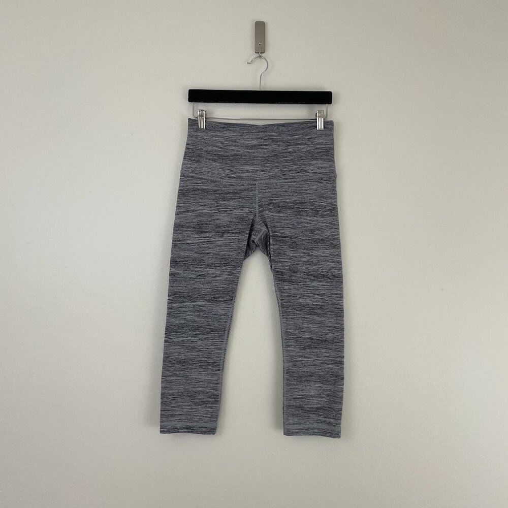 Lululemon Wunder Under Crop Hi-Rise Heathered Grey Leggings Size 10